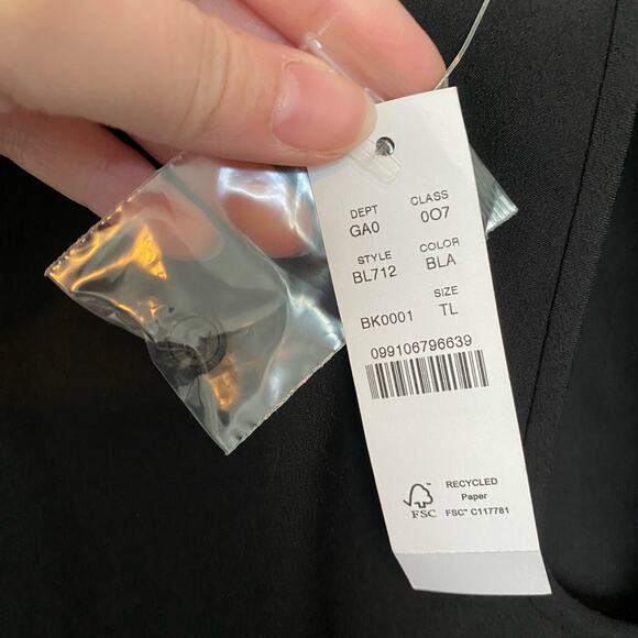 J.Crew Puff-sleeve satin-back crepe top Black‎ LT Large Tall NWT - Picture 5 of 9